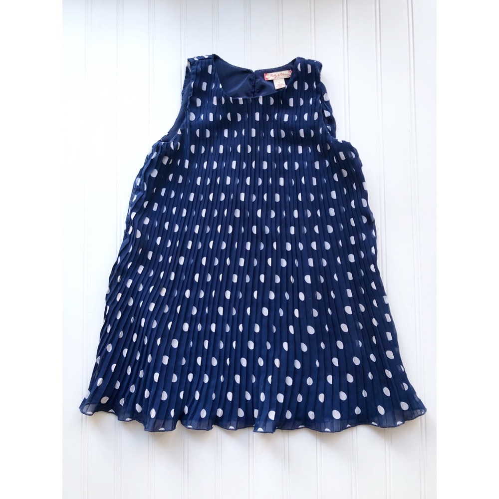Ruby & Bloom Navy Polka Dot Pleated Dress